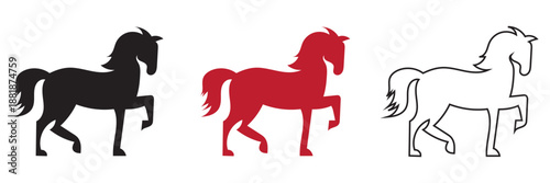 Chinese Calligraphy with running Horses  icon. Collection of black horse silhouettes in dynamic poses, ideal for logos, branding, tattoos, and equestrian or western themed designs.
