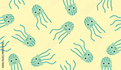 Cute jellyfish pattern background vector design