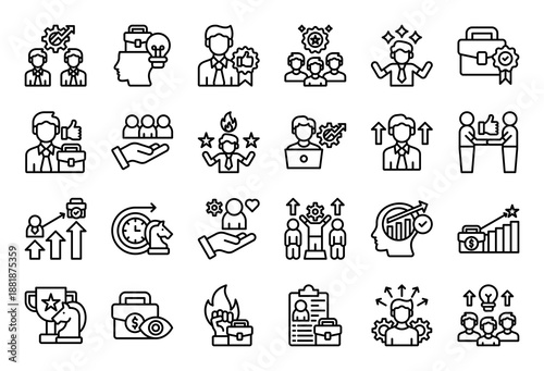 Business Motivation Icon Collection Set. Clean Outline Icon Vector Illustration.