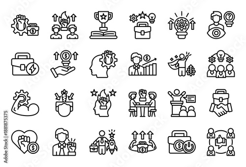 Business Success Icon Collection Set. Clean Outline Icon Vector Illustration.