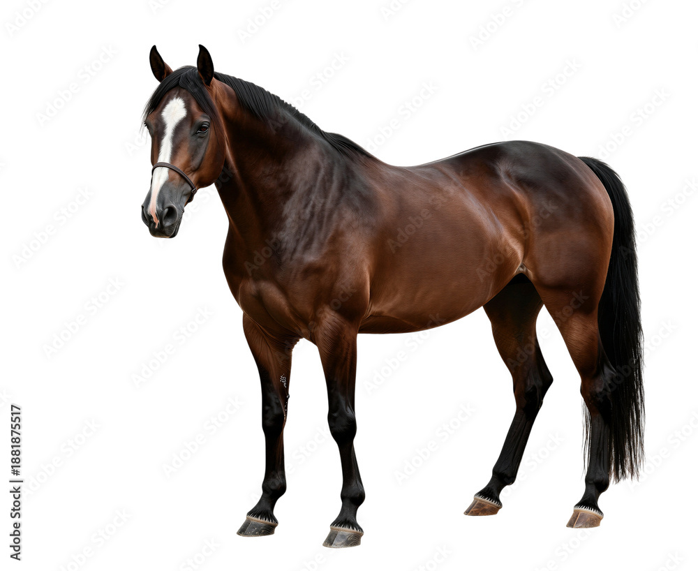 Naklejka premium Majestic Brown Horse Standing Proudly Alone