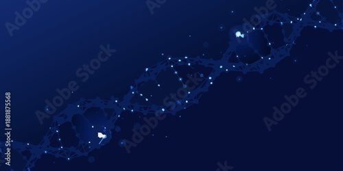 Abstract representation of a dna strand with glowing nodes on a dark background