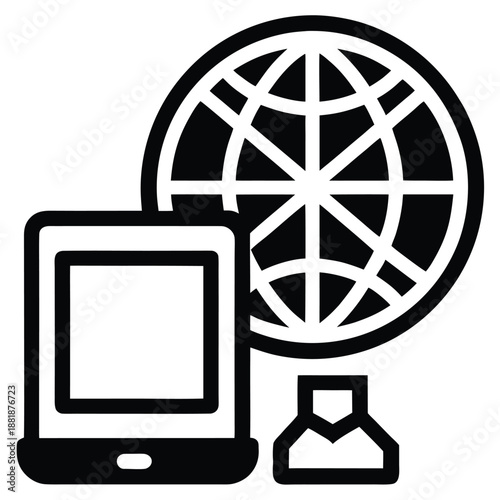 Click to go to website or internet line art icon for apps and websites