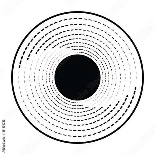 Abstract Circular Dotted Spiral Vortex Vector Design Element.