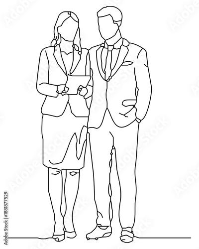 continois line art couple business