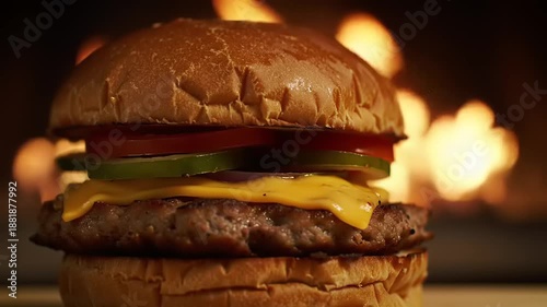 Delicious Cheeseburger with Melted Cheese and Fresh Toppings.