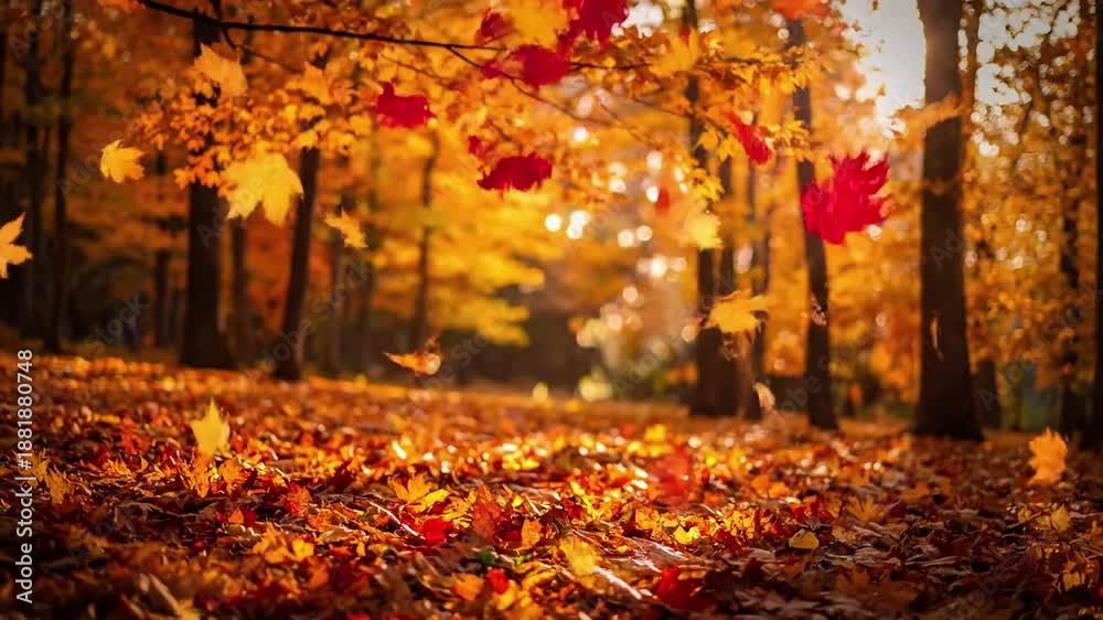 custom made wallpaper toronto digitalWind-Swept Foliage Wide and medium shots of maple leaves gently blowing and swirling across natural surfaces due to a soft breeze.