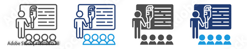 engineering training icon set multiple style