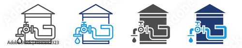 water supply icon set multiple style