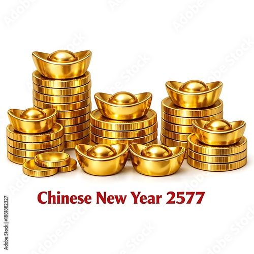 Golden Chinese New Year 2577 Wealth and Prosperity Symbols