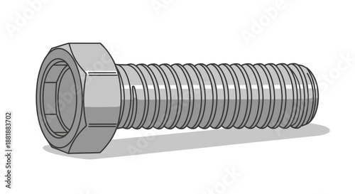 Single metal hardware bolt illustration on a white background.