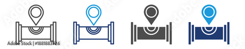 locating pipe icon set multiple style