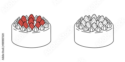 シンプルな苺のホールケーキのアイコンイラスト