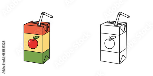 紙パックのリンゴジュースのアイコンイラスト