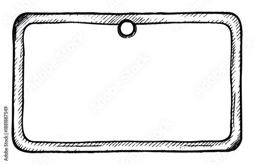 Hand drawn empty frame with a hole at the top perfect for adding custom text messages or unique labels in various graphic designs.