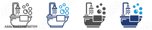 bathtub icon set multiple style
