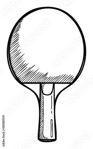 A handdrawn style pingpong paddle is perfect for sports equipment illustrations, athletic game graphics, and vintage sport recreation projects