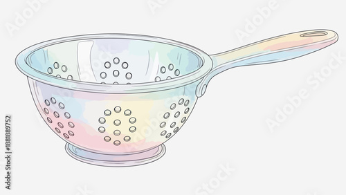 Metal kitchen strainer colander with handle for food preparation