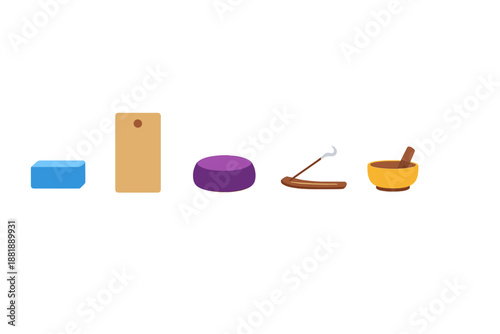 Different tools and objects lined up for various tasks in a workspace