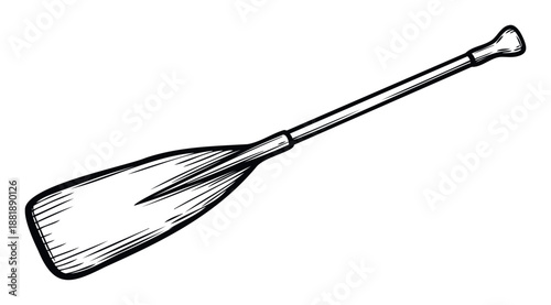 Explore adventure sports with this vintage style single oar, perfect for conveying themes of boating, canoeing, kayaking, and water activities in various sporting and travel media.