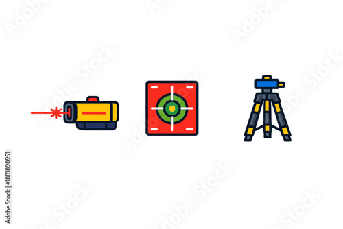 Laser tool target board and tripod used for measuring in construction