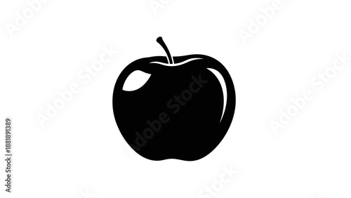 Simple black and white vector graphic of a ripe apple.