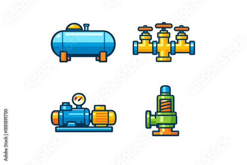 Diagram showing pumps valves and tanks used in mechanical systems for