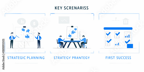 Visualizing strategic planning and success through collaborative business illustrations