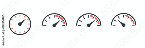 Speedometer gauge dashboard indicator showing vehicle speed, performance measurement tool, modern automotive instrument panel design, vector illustration.