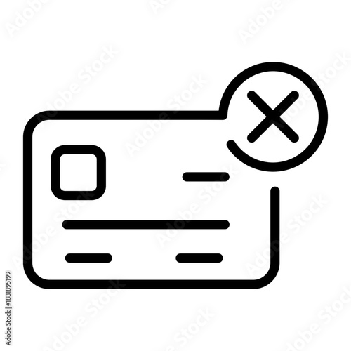A linear icon showing a card rejected