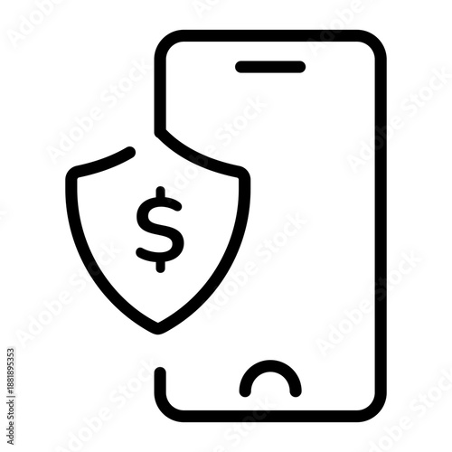 A linear icon showing a secure transaction