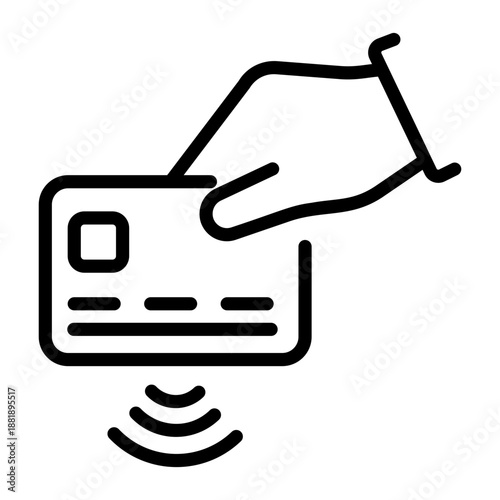 A linear icon showing a smart card