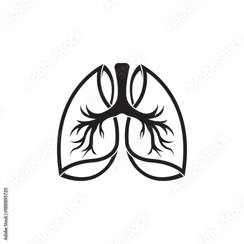 Lungs line icon isolated on white background.
