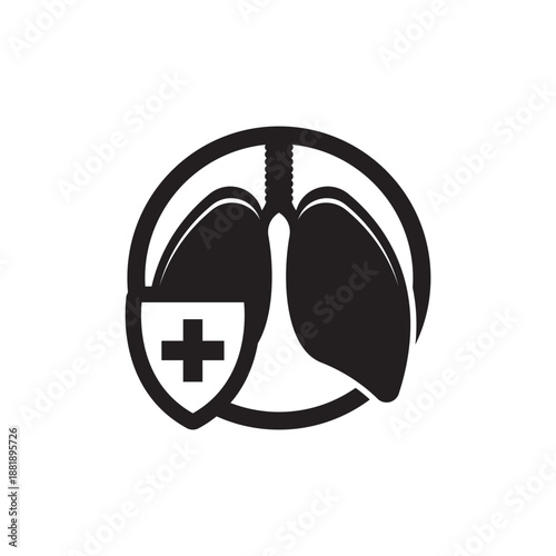 Lungs line icon isolated on white background.