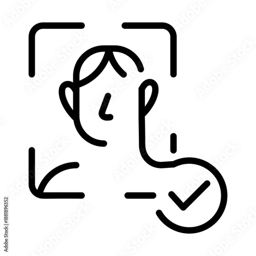 A linear style icon representing face lock