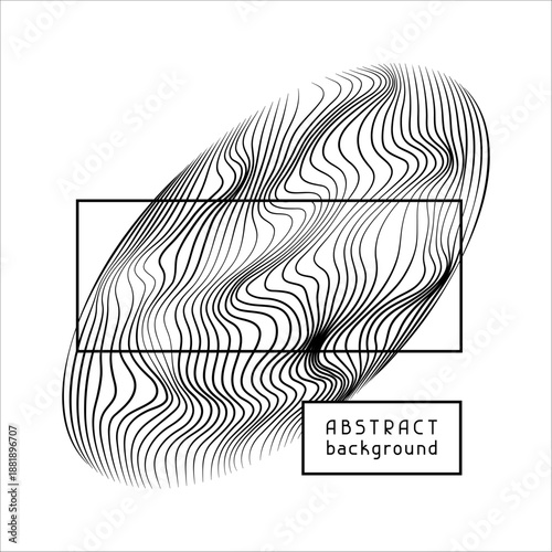 Particles and wavy lines in shape. Linear wave style.