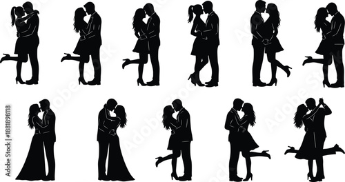 Couples Love Romance Romantic Silhouettes Kissing Hugging Embrace Passion Affection Intimacy Relationship Lovers Together Valentine Valentines Dating Pairing Tender Sweet Collection