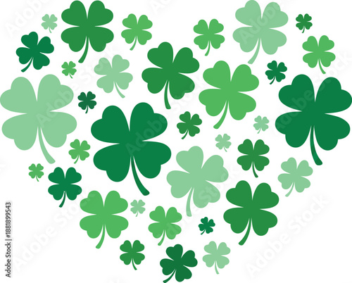 Green Shamrock Clover Heart St Patrick's Day Vector