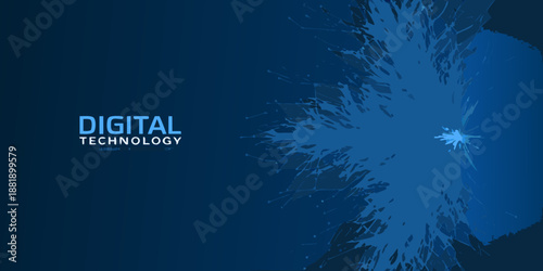 Abstract digital technology background with a splash and polygonal network effect
