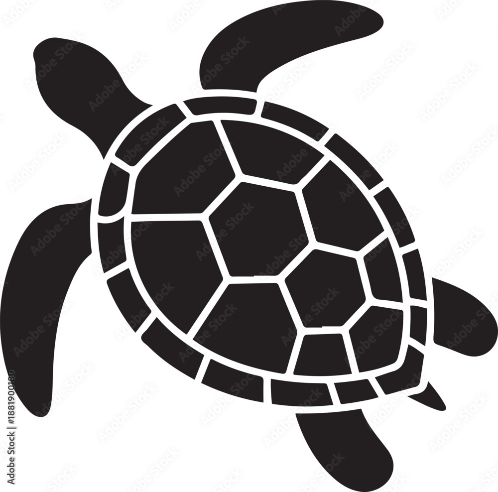 Obraz premium Turtle marine animal icon. Silhouette vector illustration with white background.