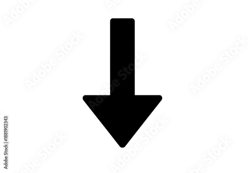 Solid black arrow pointing directly downward against a white background