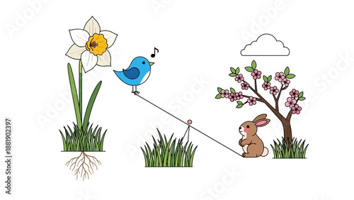 Blue Bird Tug of War with Rabbit.