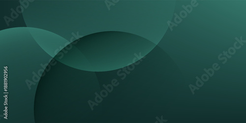A dark green background with smooth, overlapping circles. The background is green with a gradient texture, creating a modern, abstract style. Minimal abstract circles vector gradient background