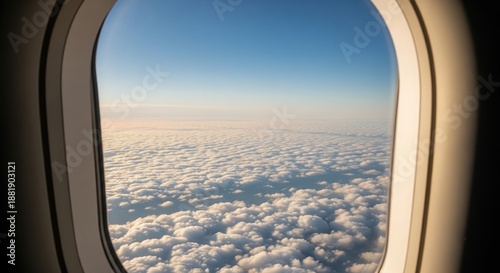 Above the Clouds: A stunning view of a cloudscape unfolds from an airplane window, with the boundless blue sky meeting the sea of fluffy clouds in a breathtaking display of altitude and freedom.