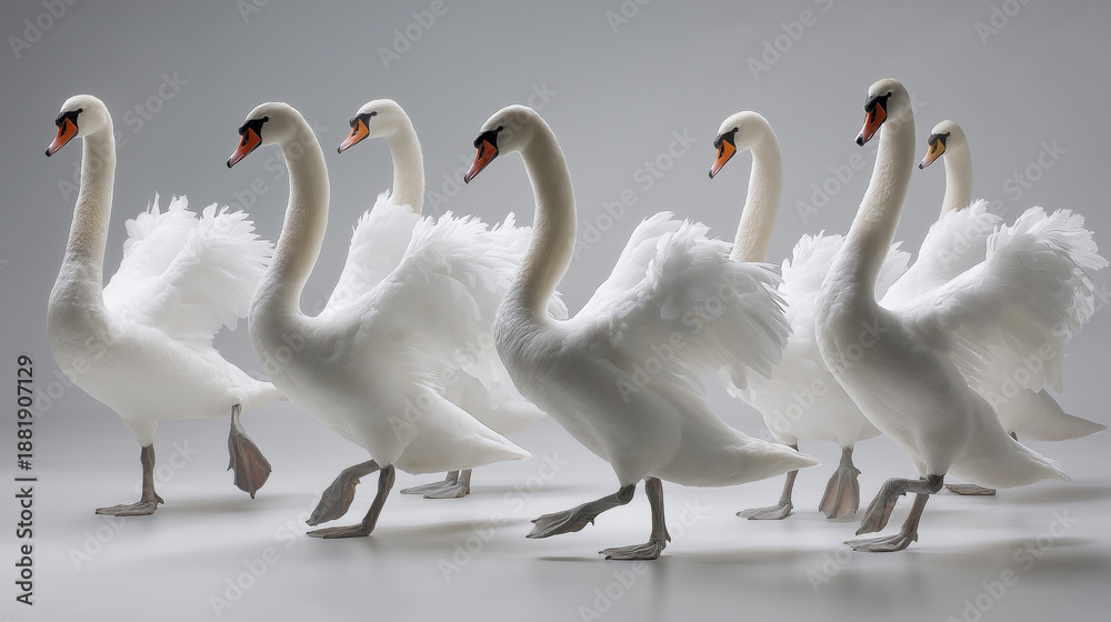 Fototapeta premium White swans on white.