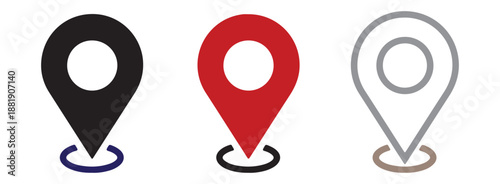 set of map pin location icon