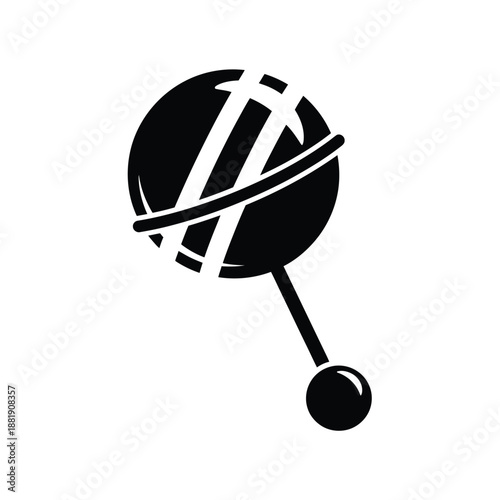 Vector illustration icon black and white illustration of a stylized globe with a satellite