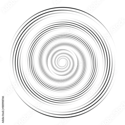 Halftone Dotted Spiral Circle Circular Vector Element.