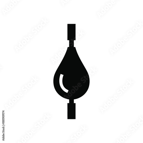 Vector illustration icon a black silhouette of a teardrop shaped object with a tube on top and bottom
