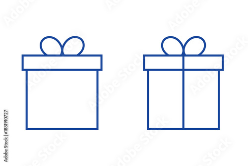 Gift box outline icon. Present package with ribbon bow. Minimal flat line vector illustration